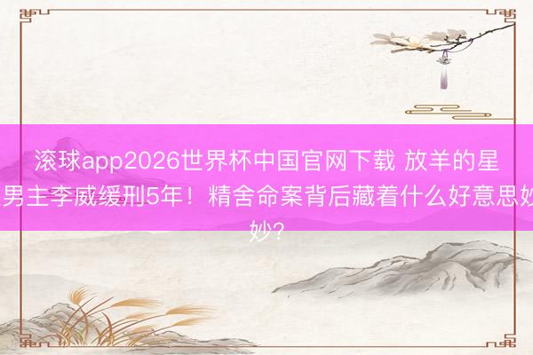 滚球app2026世界杯中国官网下载 放羊的星星男主李威缓刑5年！精舍命案背后藏着什么好意思妙？