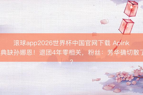 滚球app2026世界杯中国官网下载 Apink婚典缺孙娜恩！退团4年零相关，粉丝：芳华确切散了？
