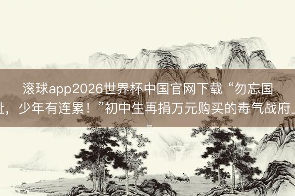 滚球app2026世界杯中国官网下载 “勿忘国耻，少年有连累！”初中生再捐万元购买的毒气战府上
